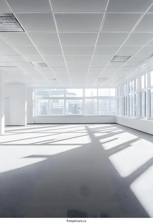 Empty Modern Office Space With Large Windows
