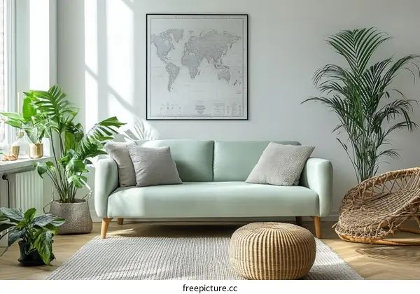 Modern Home Interior Featuring a Pastel Green Sofa