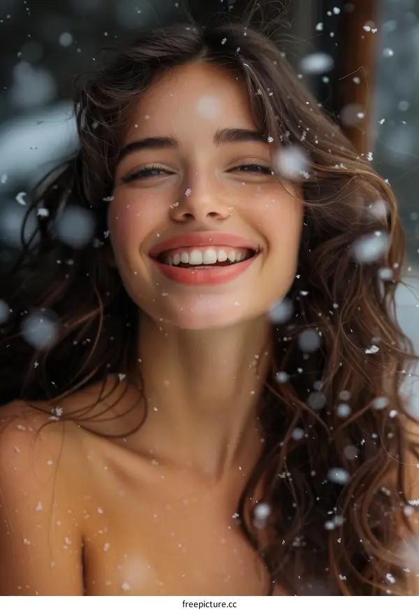 Beautiful Woman in Winter Snow