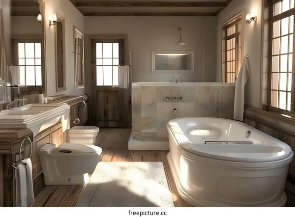 Luxury Bathroom Interior Design with Bathtub and Shower