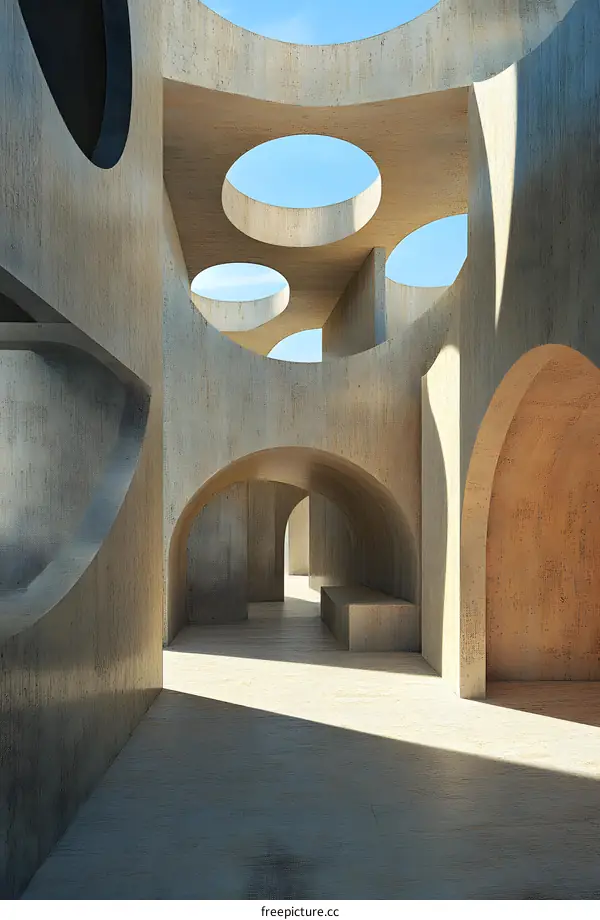 Abstract Architectural Design with Circular Openings