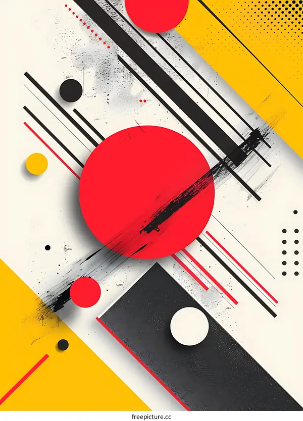 Abstract Geometric Shapes with Red Black and Yellow Colors