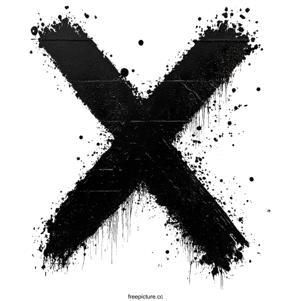 [Transparent Background PNG]Black X Graffiti on White Brick Wall