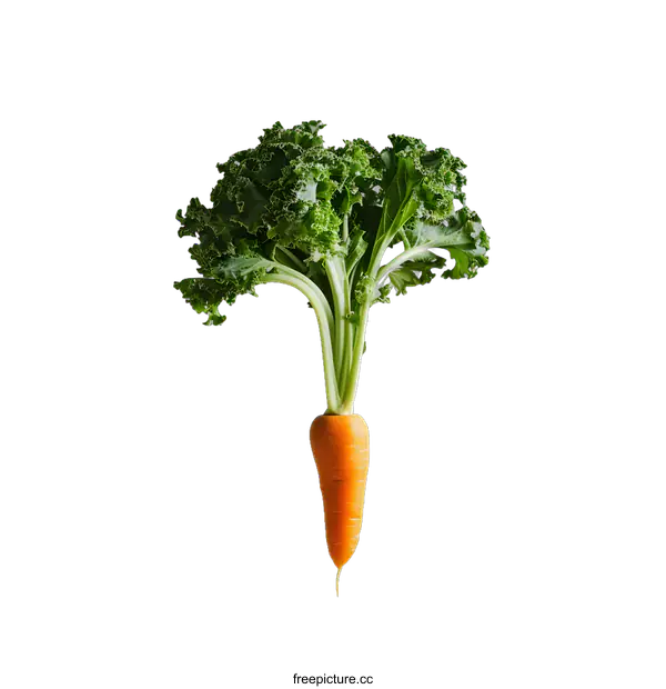 [Transparent Background PNG]Carrot with Kale Leaves Growing From It
