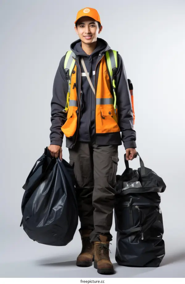 Portrait of a young Asian delivery man