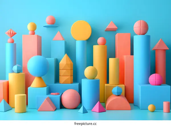 Colorful 3D Geometric Shapes