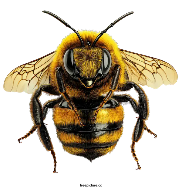 [Transparent Background PNG]Detailed Close-up of a Honeybee Illustration