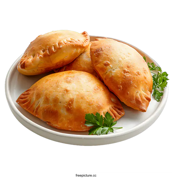 [Transparent Background PNG]Freshly Baked Empanadas on a Plate