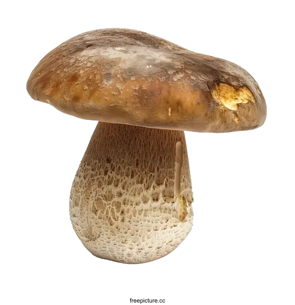 [Transparent Background PNG]Single Brown Mushroom with White Background