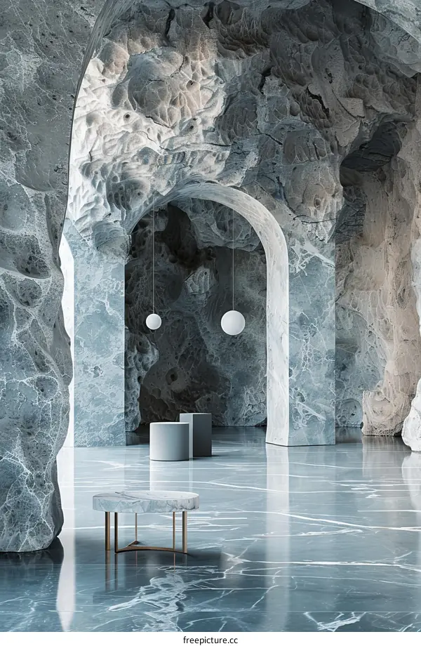 Modern Cave-Like Interior Design with Marble