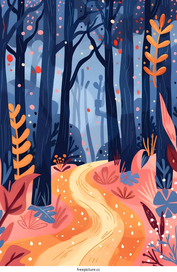Abstract Forest Landscape With Winding Path