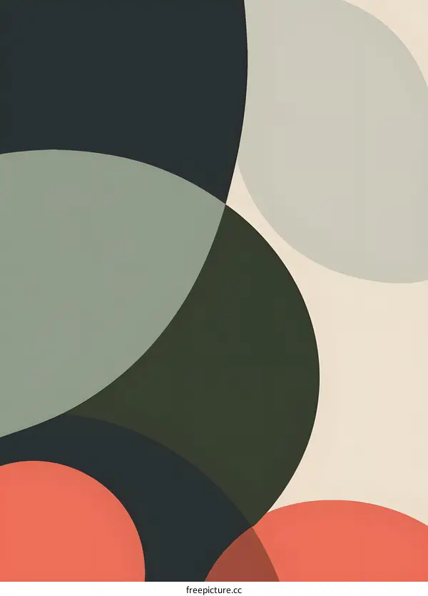 Abstract Background with Overlapping Circles in Green and Red Tones