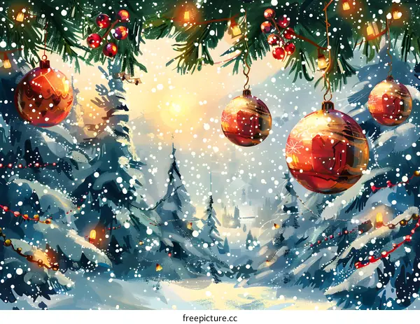 Christmas Snow Scene Illustration