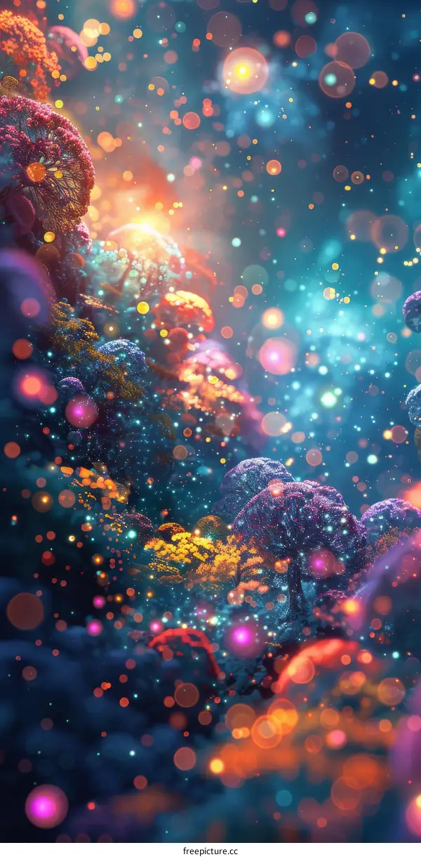 Mystical Glowing Trees in a Magical Forest