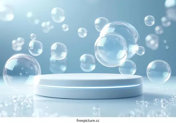 Abstract Light Blue Bubbles Display Platform