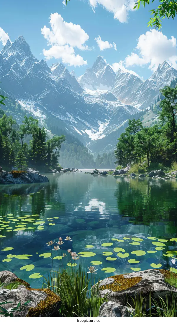 Nature's Symphony: Majestic Mountains and Serene Lake