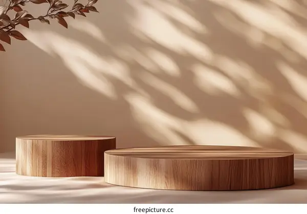 Elegant Wooden Display Podiums with Natural Light