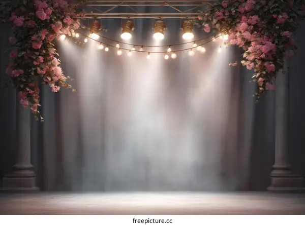 Romantic Floral Stage Backdrop with Spotlights
