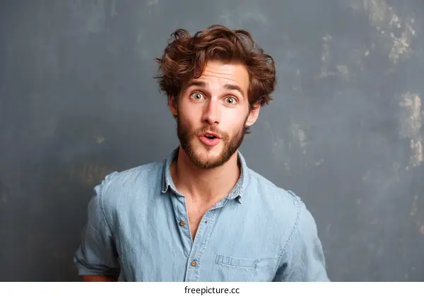 Surprised Caucasian Man Portrait