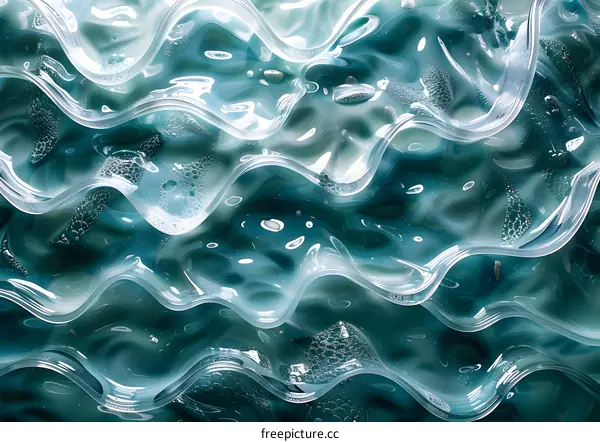 Abstract Teal Liquid Texture with Wavy Surface
