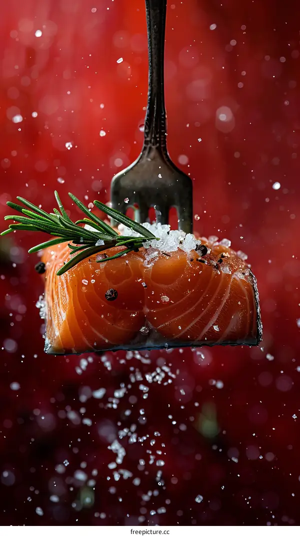 A forkful of delicious salmon