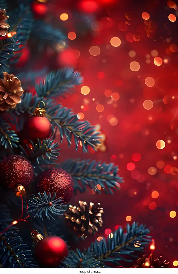 Christmas Tree With Red And Gold Ornaments
