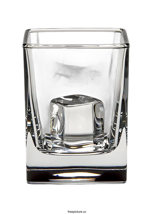 [Transparent Background PNG]ice cube in a glass on a white background