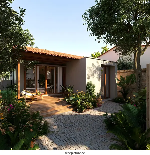 Modern Minimalist House Design with Patio and Garden