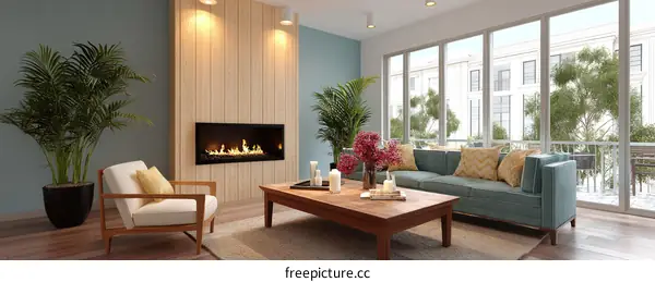 Modern Living Room Interior Design Illustration