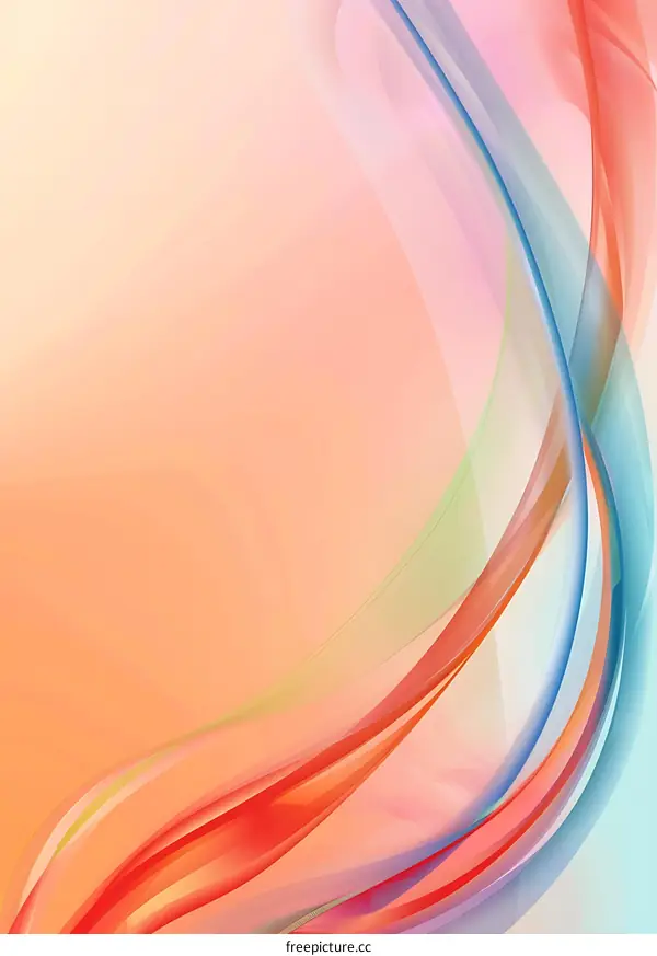 Abstract Background With Orange Pink Green Blue Waves