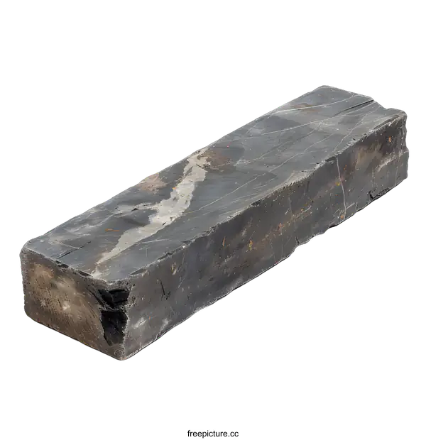 [Transparent Background PNG]Black Slate Stone Bar Isolated On White Background