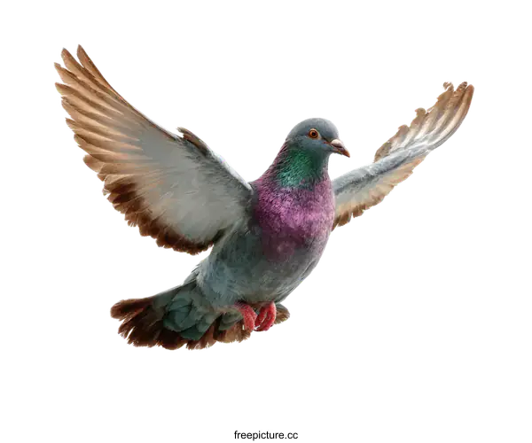[Transparent Background PNG]Pigeon in Flight Against a White Background