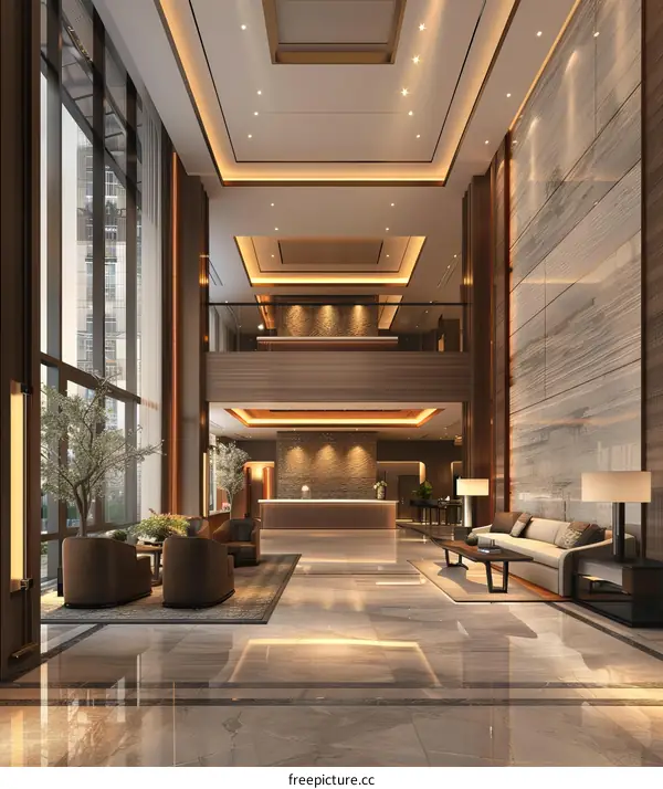 Modern Hotel Lobby Interior Design Illustration
