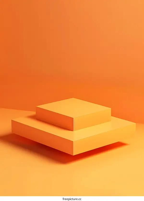 Minimalist Orange Background With Two Podiums