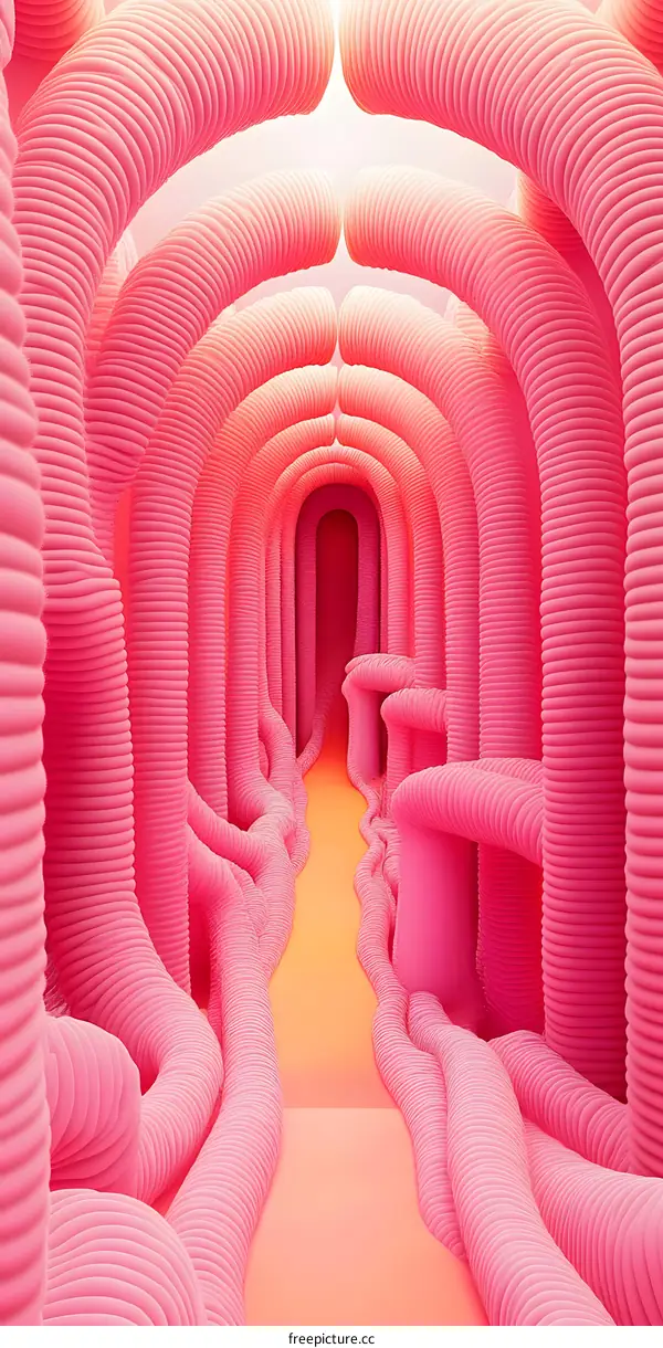 Abstract Pink Twisted Shapes Installation Art