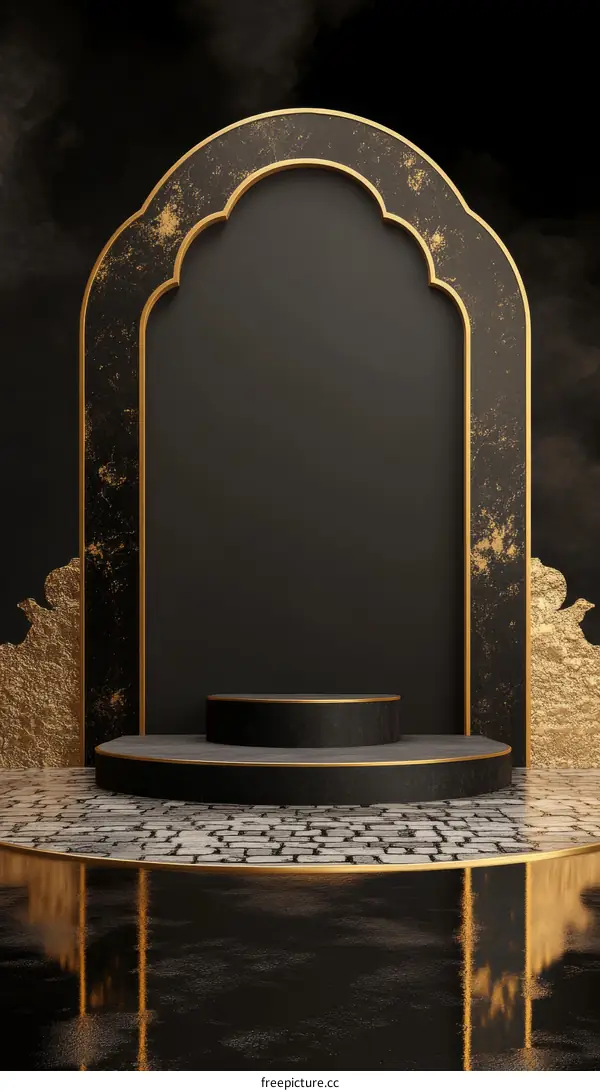 Luxury Black and Gold Archway Display Podium