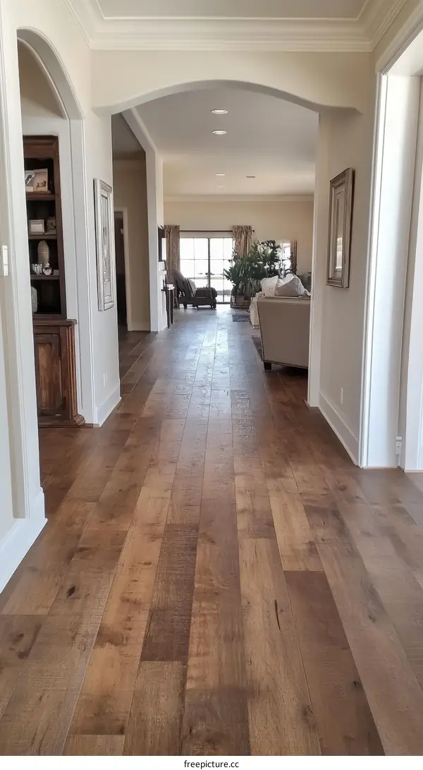 Elegant Hardwood Flooring in a Modern Hallway