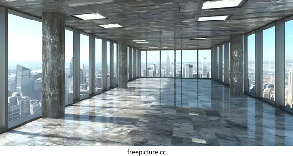 Empty Modern Office Room With City View