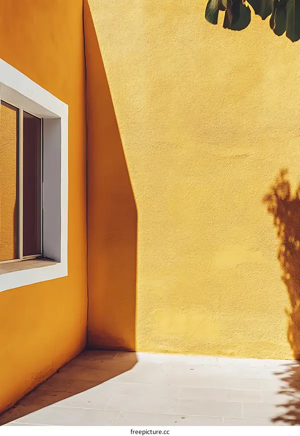 Yellow Wall with Window and Shadow