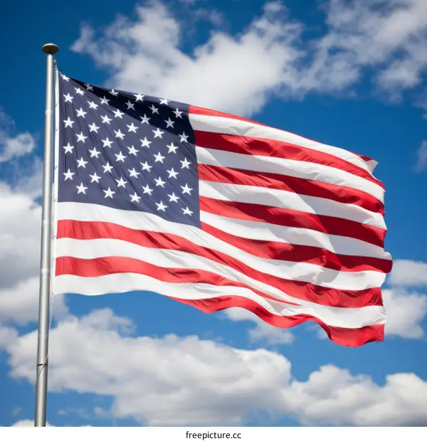 American flag waving in the wind