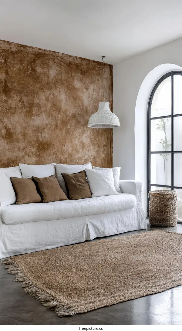 Modern Minimalist Living Room with Natural Rug