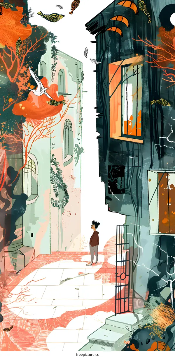 Person Standing in Front of Old Buildings