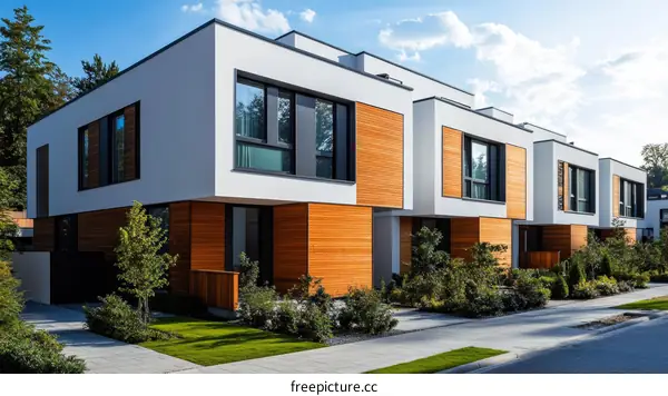 Modern Townhouses with Wooden Facades