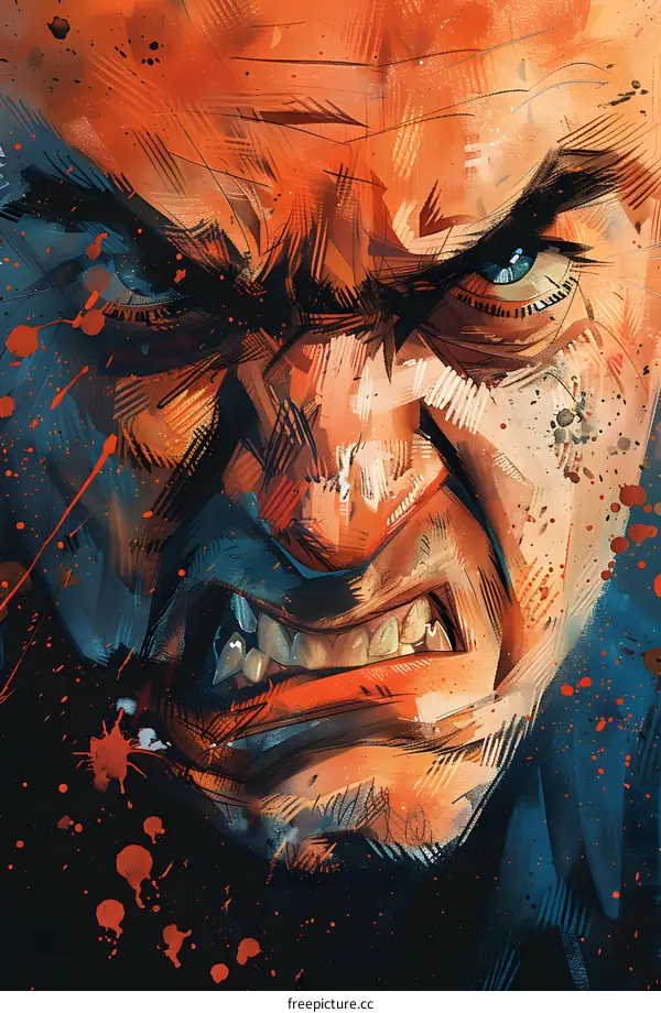 Angry Man Face Illustration Digital Art