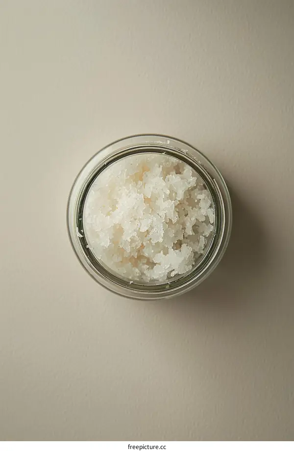 Close up of homemade natural scrub in glass jar