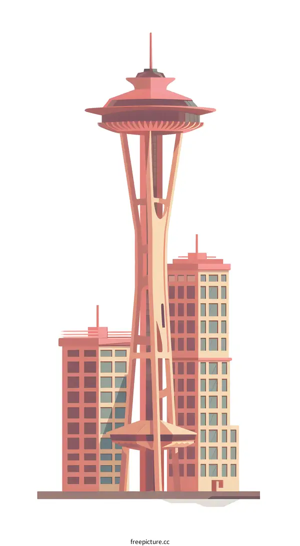 Seattle Space Needle and City Skyline Illustration