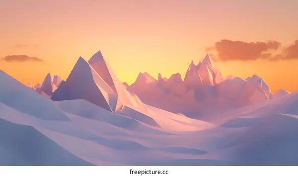 Abstract Low Poly Mountain Landscape Illustration