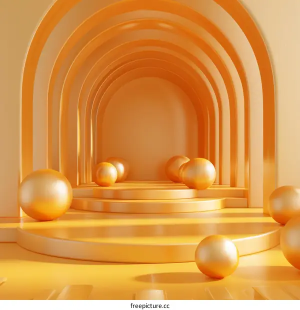 3D rendering of podium and balls