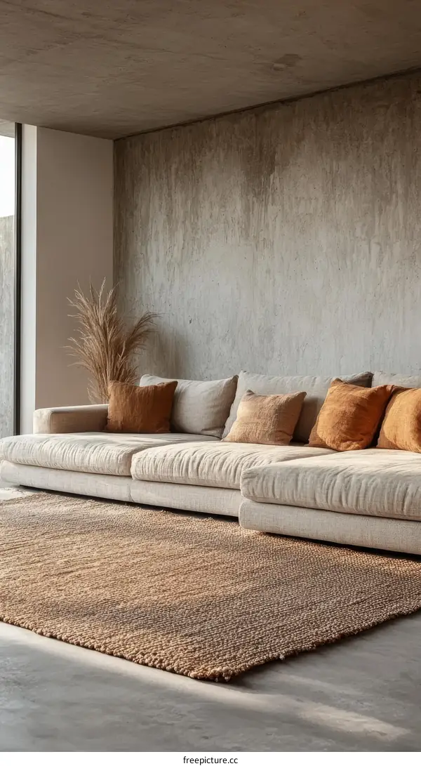 Modern Beige Living Room Area Rug