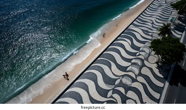 Coastal Walkway Design with People on Beach